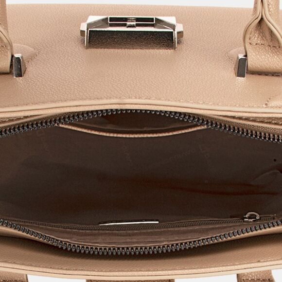 *David Jones PU Leather Handbag Elegant Tan Shiny Buckle Medium Square Purse - Picture 4 of 7